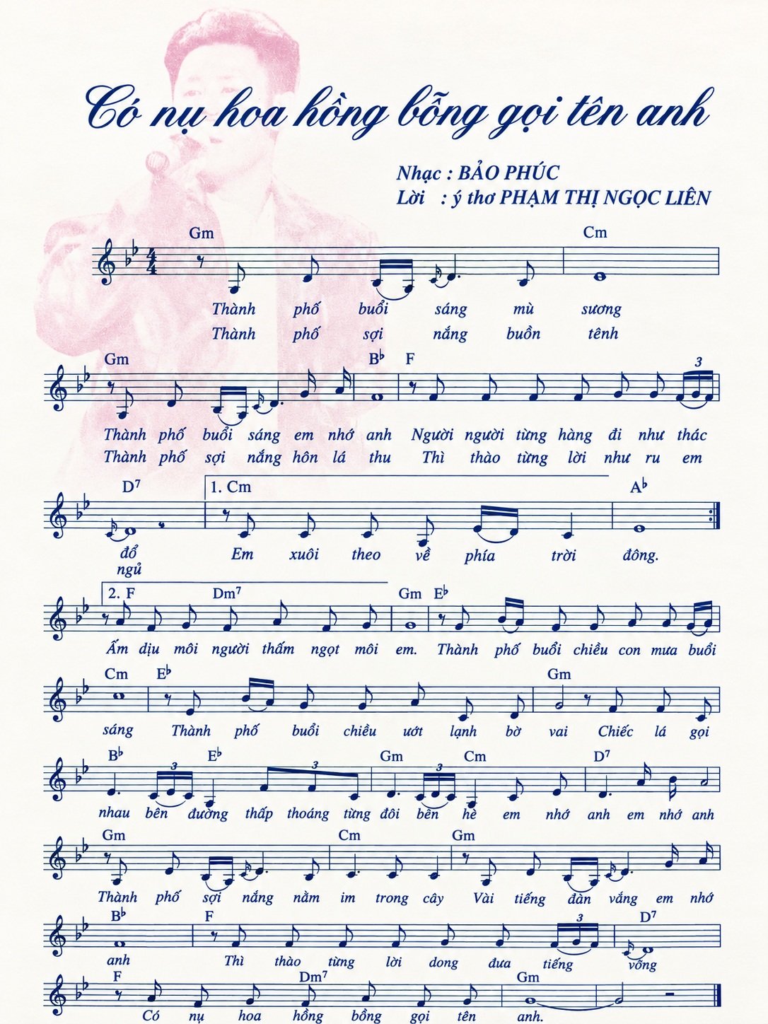 Sheet nhạc Có Nụ Hồng Bổng Gọi Tên Anh